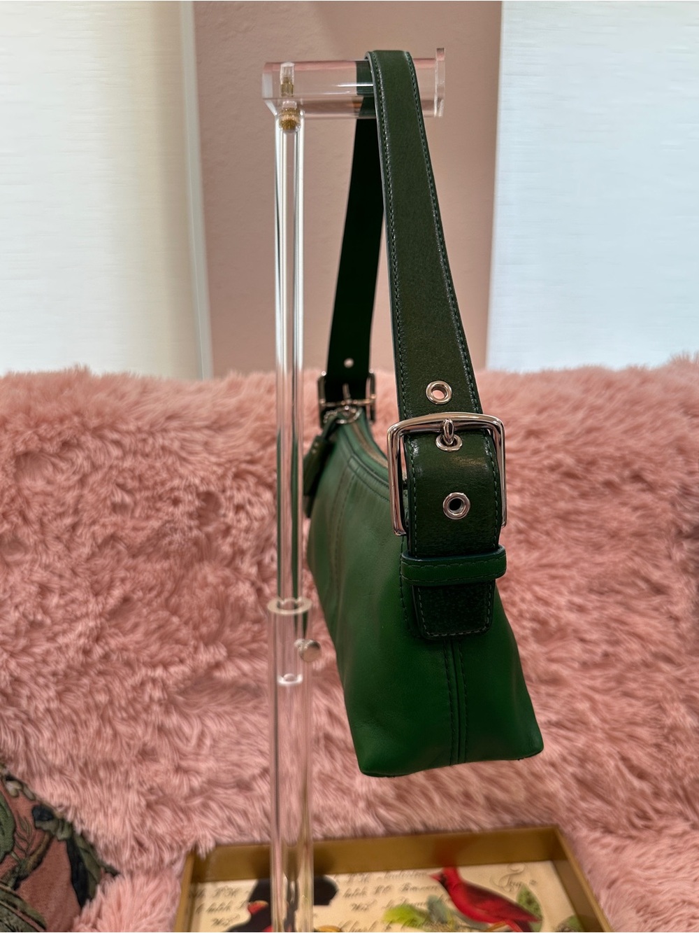 Vintage Coach Bottle Green Leather Demi Baguette Silver Hardware G055‑7461 - Picture 13 of 16
